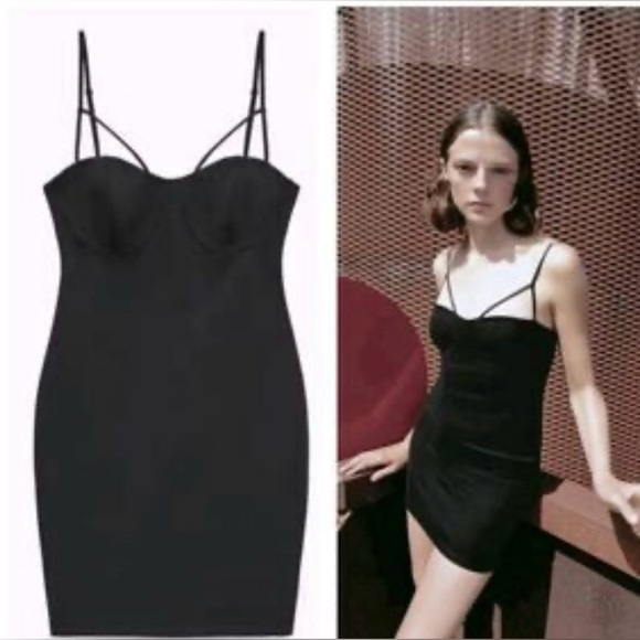 Zara Womens Small Black Mini Dress Cami Body-con Sexy Party Dress - Picture 5 of 9